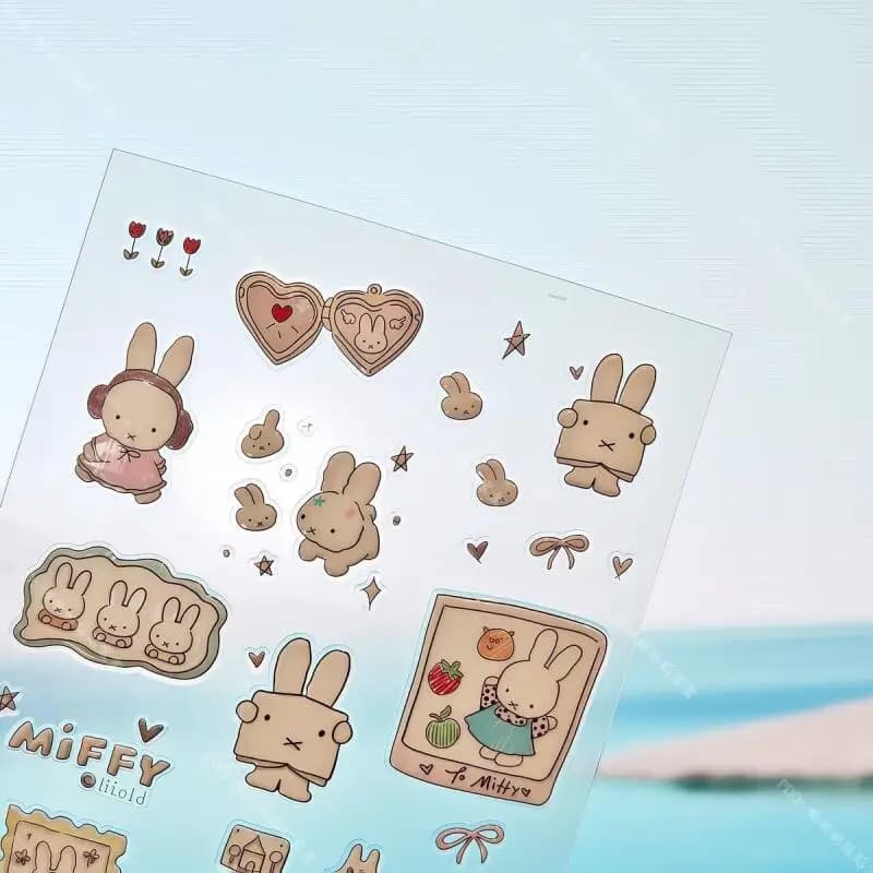 Miffy – autocollants pour ongles 3D, mignons, Kawaii, caméra en verre, décoration, impression Anime,