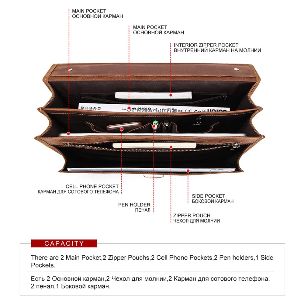 CONTACT'S sacs d'affaires en cuir véritable pour hommes porte-documents de haute qualité sac de bure