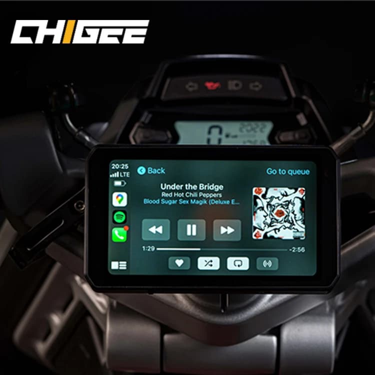 Caméra de tableau de bord GPS pour moto Chigee AIO 5 pouces IPS 720p 5G avec CarPlay – Produit de ma