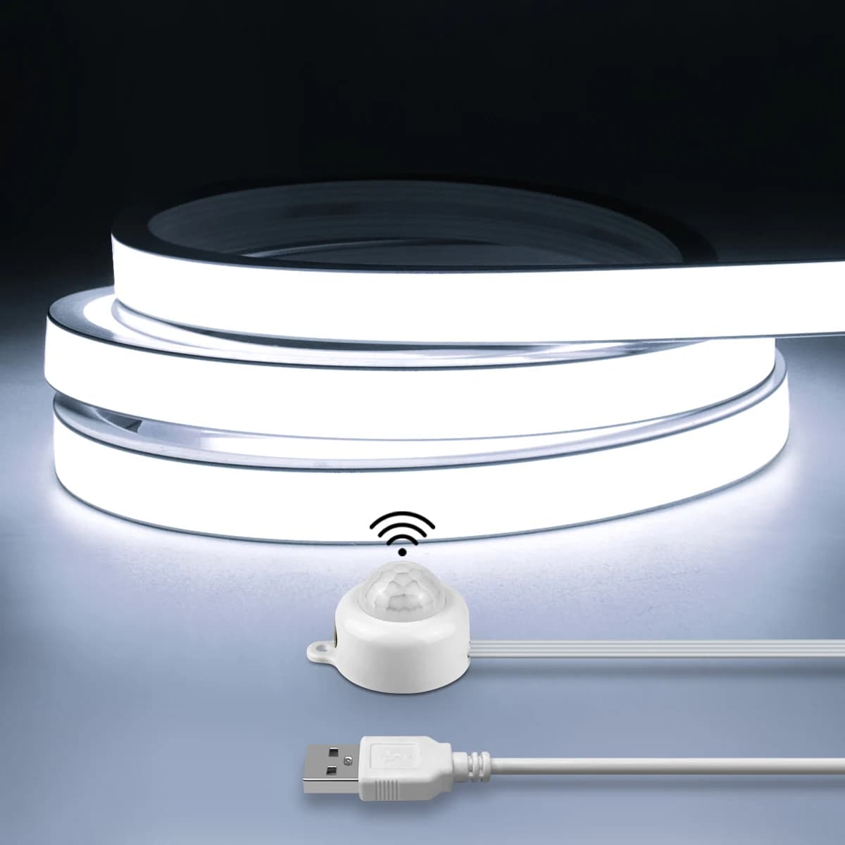 Capteur de mouvement PIR intelligent, bande LED COB Super brillante, néon, marche/arrêt automatique,