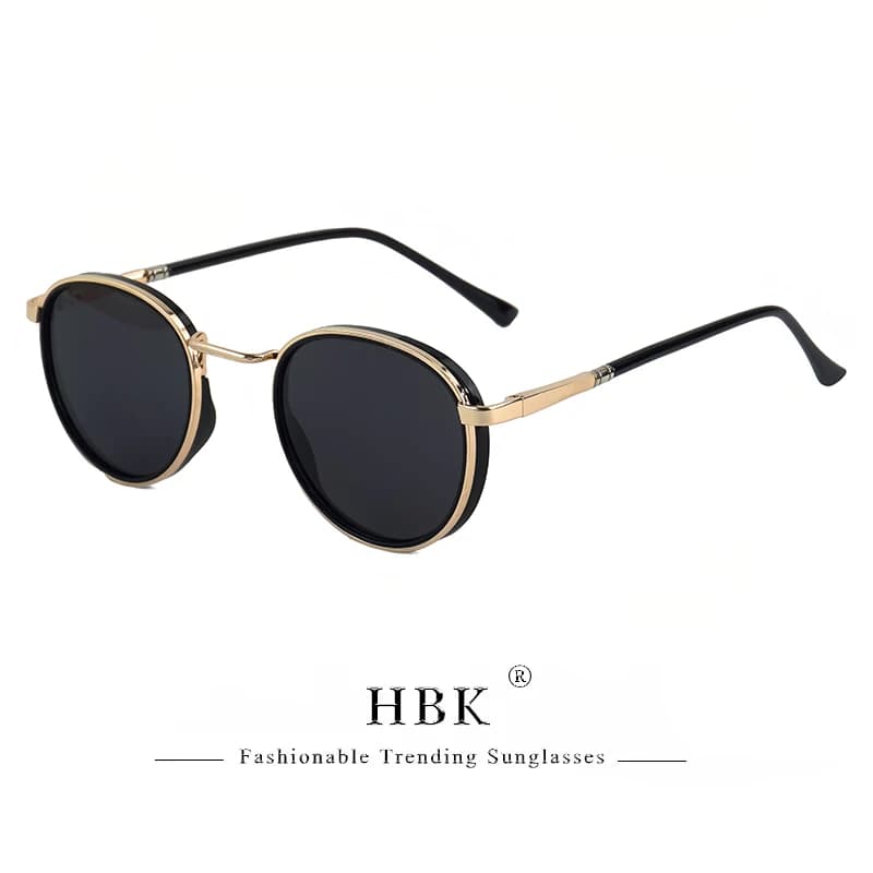 HBK Lunettes de soleil polarisées pour hommes, style punk, rondes, à la mode, unisexes, UV400, pour 