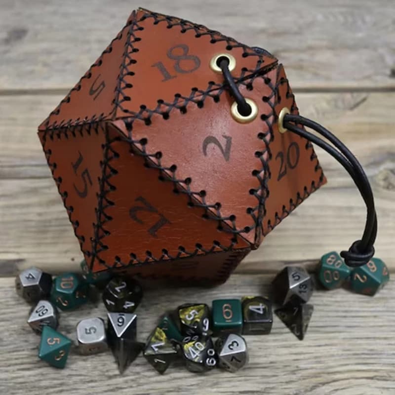 Nouveau D20 sac à dés dés polygonaux boîtes de rangement en cuir cordon renforcé pour le travail quo
