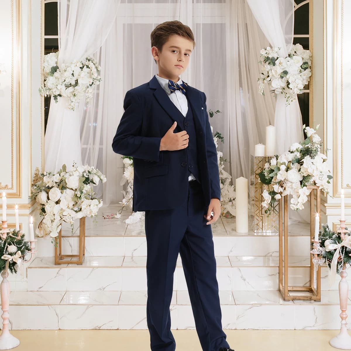 Vêtements pour garçons imbibés pour enfants, tenue de Pâques, blazer de fête d'église, cérémonie de 