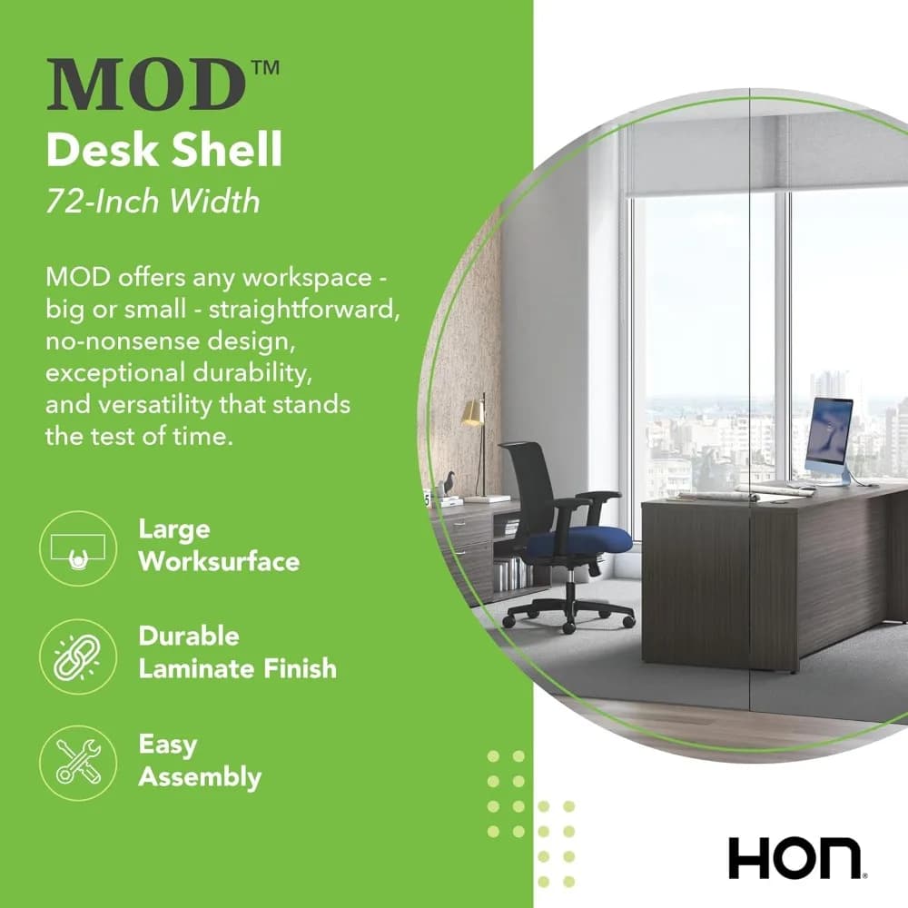 HON MOD Bureau de direction Grande coque de bureau d'ordinateur de 72 pouces, stratifié en bois épai