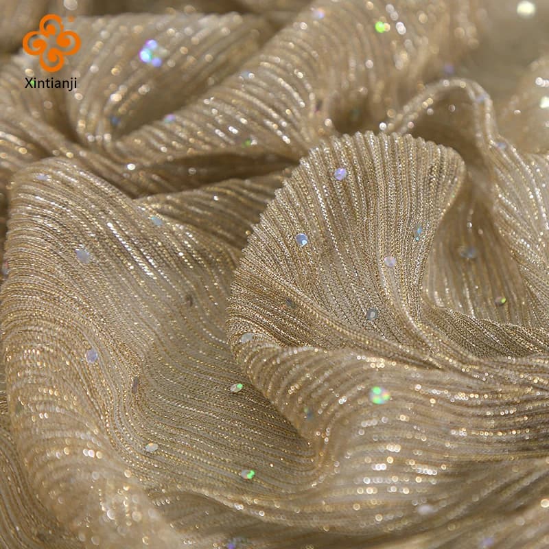 Tissu à paillettes argentées Turban Sari bricolage crêpe paillettes maille dentelle robe de soirée c