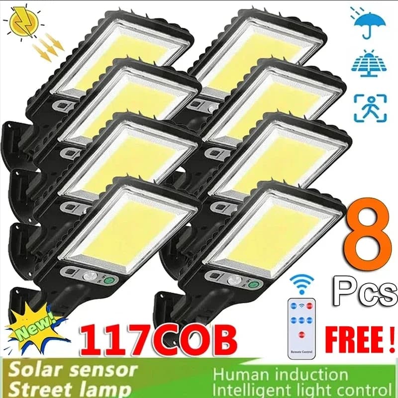 Réverbères solaires d'extérieur, lampe solaire avec 3 Modes d'éclairage, capteur de mouvement étanch