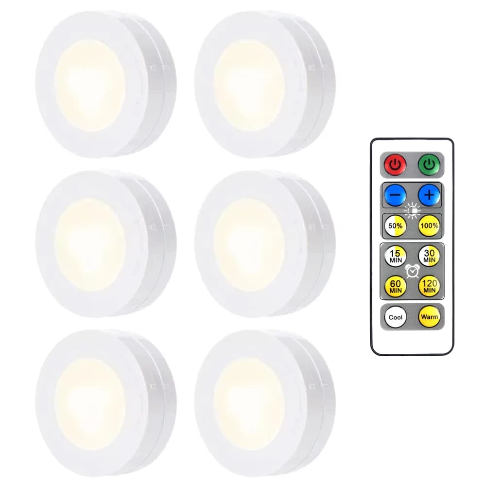 Puck lumineux LED sans fil sous-meuble, avec télécommande, lampe de nuit à intensité variable, alime