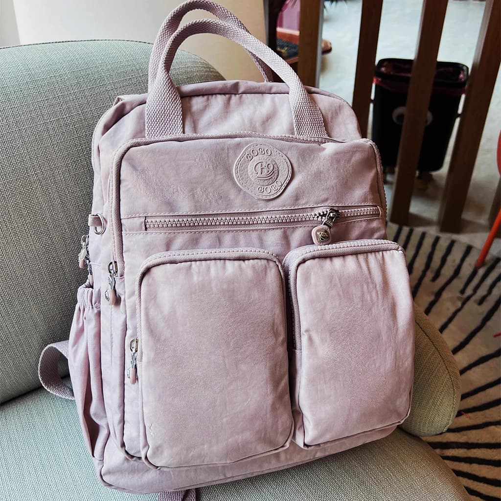 Sac à dos multi-poches pour femmes, sac à dos de voyage en Nylon de couleur unie à poignée souple, l