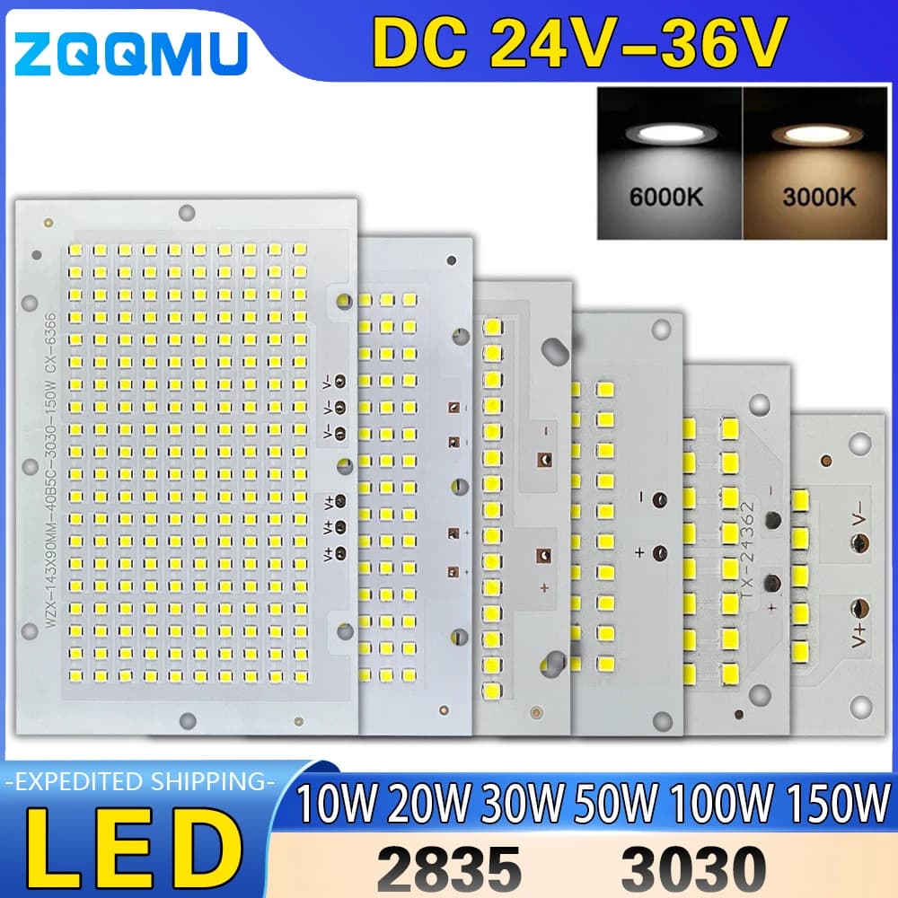 1 pièces projecteur LED pleine puissance PCB 10W 20W 30W 50W 100W 150W SMD2835 LED PCB lampe plaque 