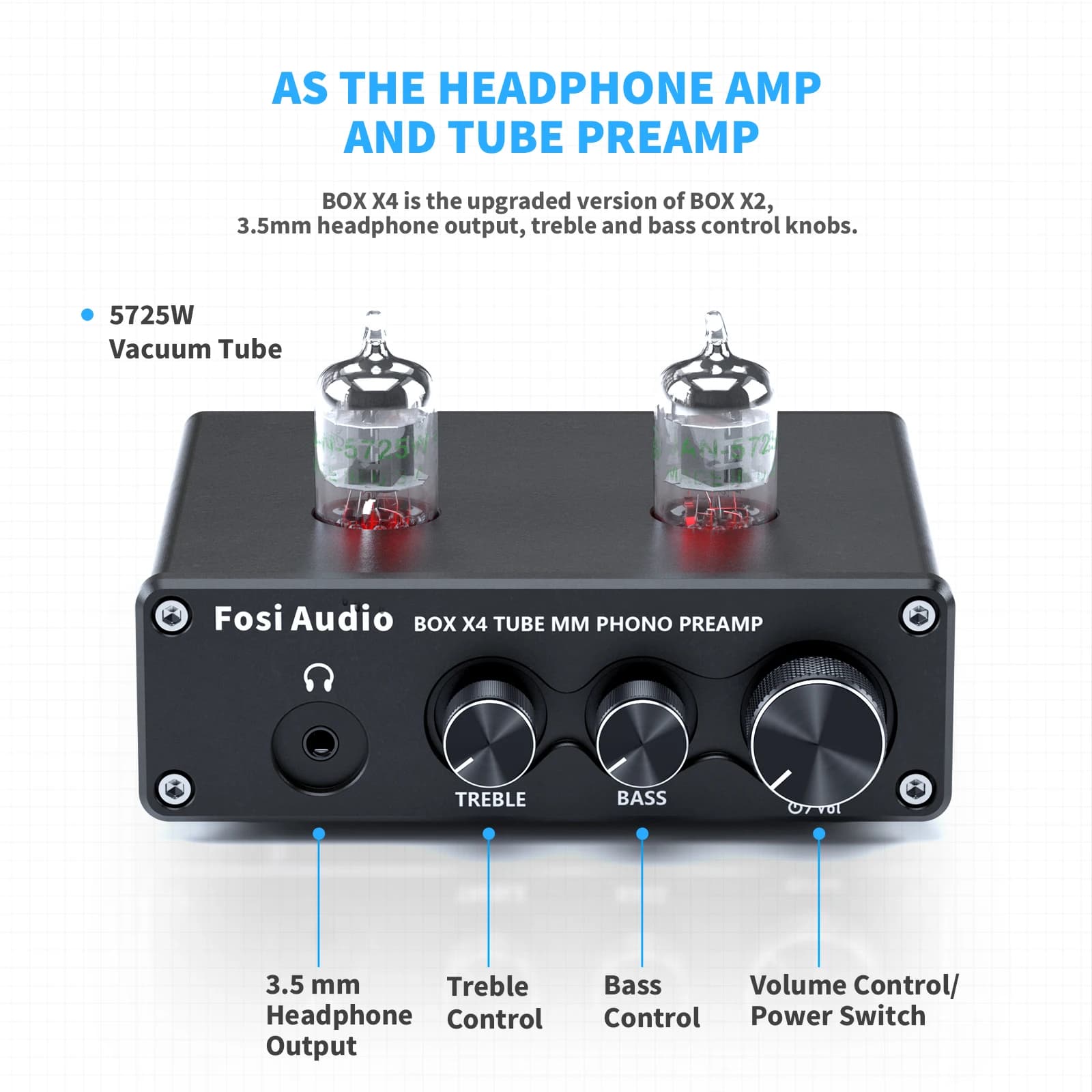 Préamplificateur phono Hifi Fosi Audio BOX X4 pour tourne-disque avec amplificateur à tubes