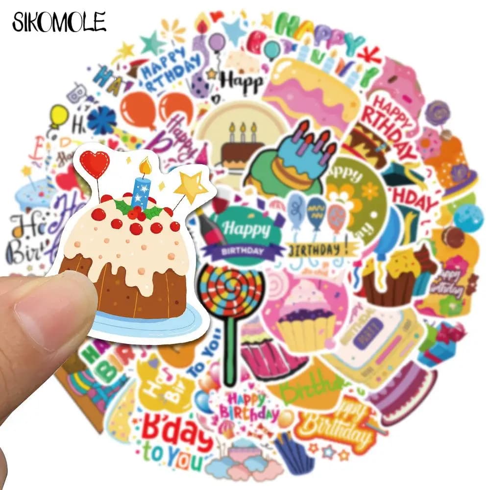 10/30/50pcs Dessin animé Mignon Joyeux anniversaire! Graffiti autocollants Kawaii jouet bricolage en