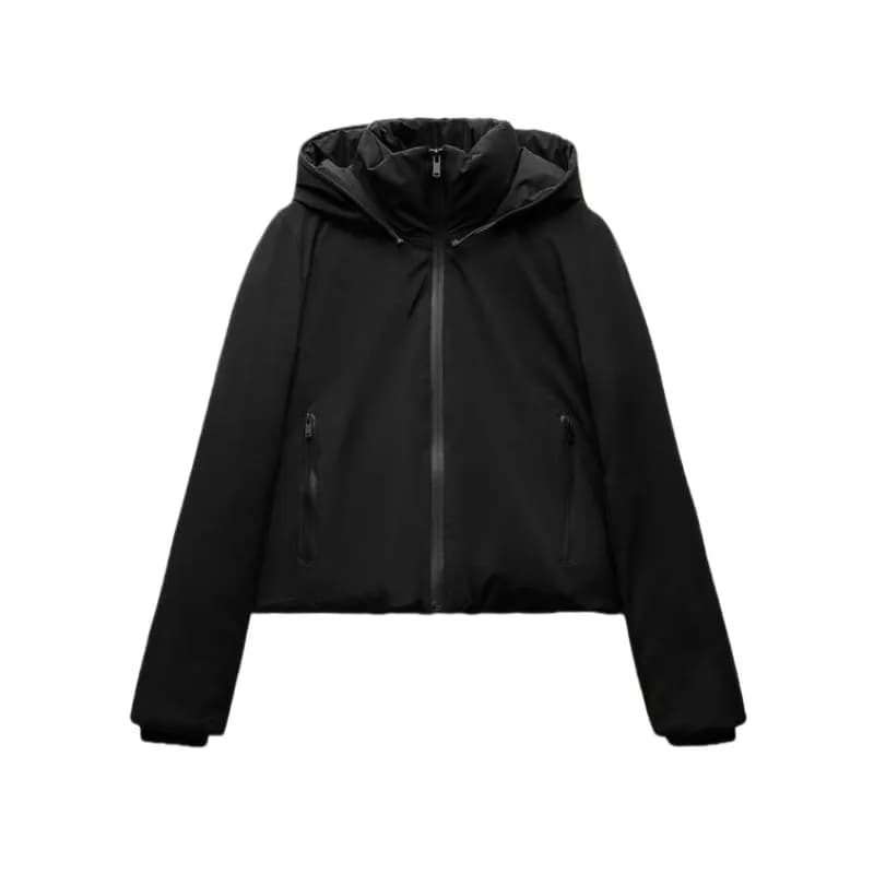 ETJ 2025 automne/hiver nouveau femmes court imitation vent imperméable à capuche épais chaud coton v