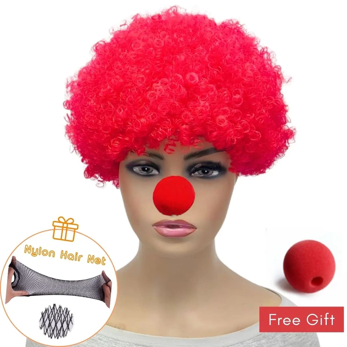 Perruque synthétique colorée et moelleuse de clown, résistante à la chaleur, pour la fête du poisson