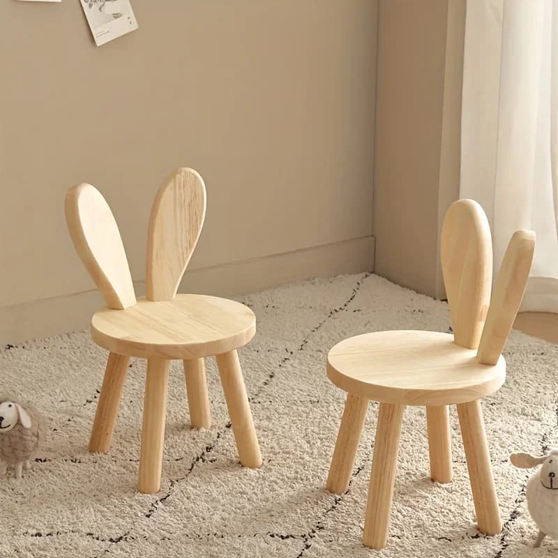 1pc petit tabouret créatif, oreilles de lapin mignonnes petit tabouret en bois massif, tabouret déco