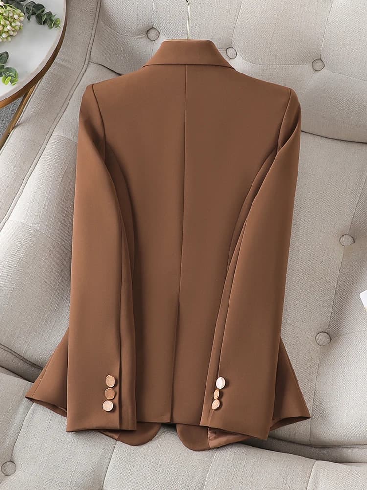 Blazer formel pour dames de bureau pour femmes, veste mince, beige, café, noir, vêtements de travail