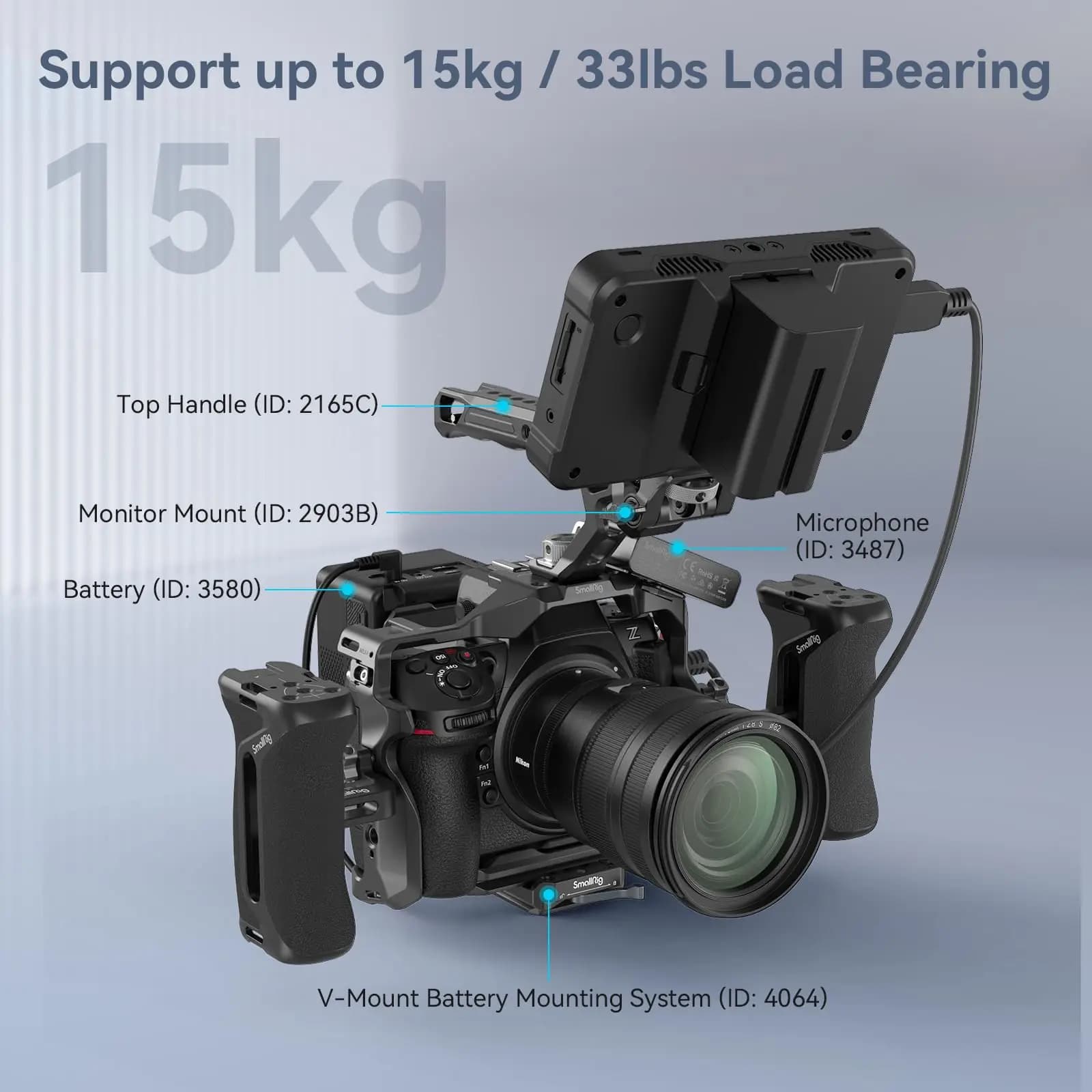 SmallRig-Poignée latérale universelle en aluminium et silicone pour appareil photo reflex numérique,