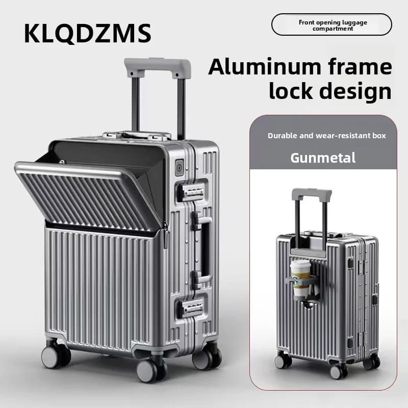 KLQDZMS valise multifonctionnelle ouverture avant valise d'embarquement boîtier de chariot pour ordi