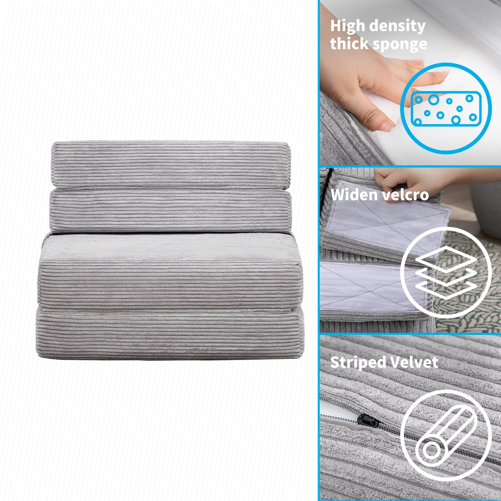 HORGgland O-Matelas de canapé pliant, chaise-lit Leicomoses, 6.3 ", chaise d'invité