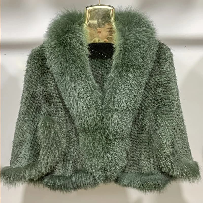 Nouveau Poncho en vraie fourrure de vison tricoté 100% naturel véritable fourrure de vison châle nat