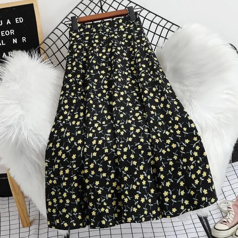 Jupes florales femmes été Prairie Chic taille haute tempérament Midi ample décontracté Style coréen 