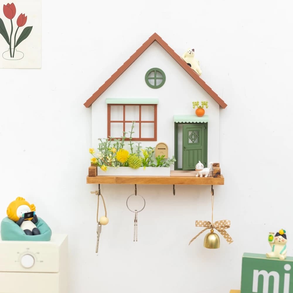 Crochet à clé en bois, Art mignon, étagère murale décorative, bijoux, chapeau, vêtements, serviettes
