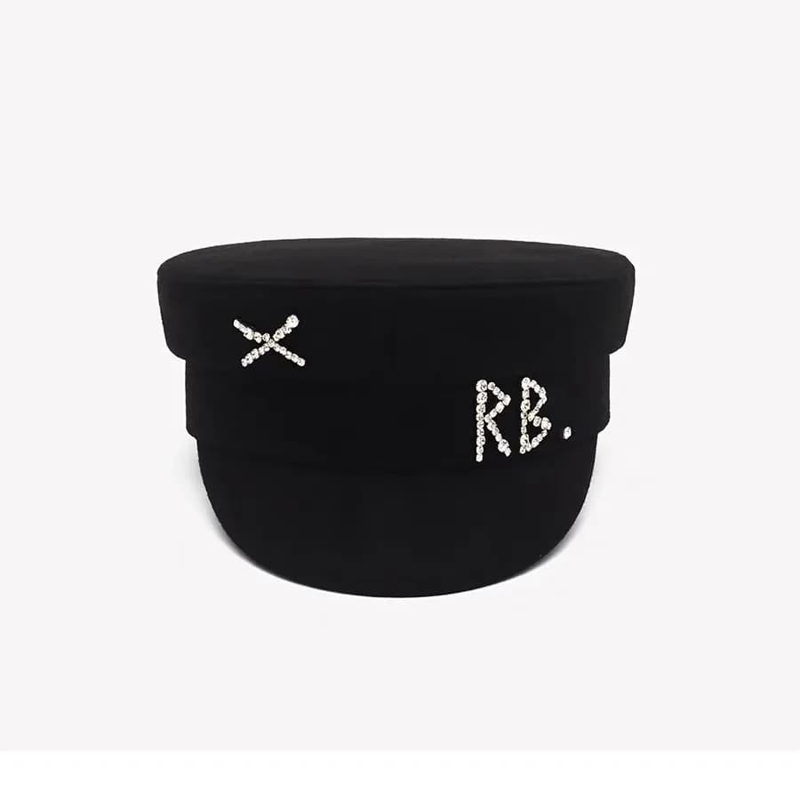Casquettes gavroche en laine pour femmes, casquette plate avec lettre en diamant, chapeau de bureau 