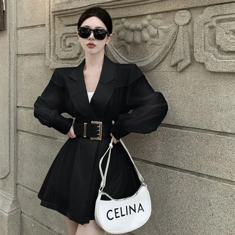Blazers femmes avec ceinture défini Chic mince mince respirant été Sexy solide mode coréenne vêtemen