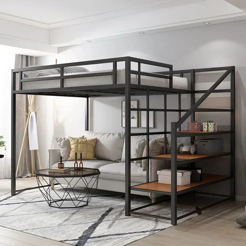 Lits superposés en métal avec escaliers pour adultes, dortoir, lit Queen Size, bonne qualité, loft, 