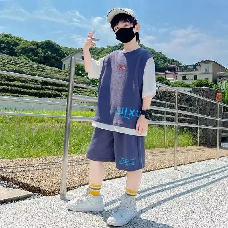 Short d'été à manches courtes pour garçon, vêtement de sport tendance pour enfant de 3 à 14 ans