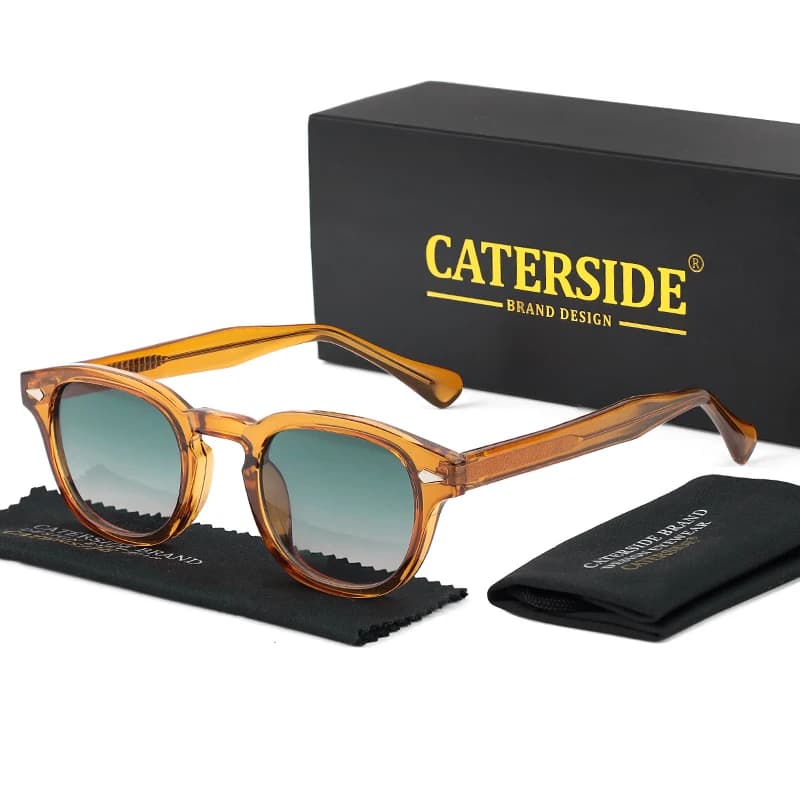 CATERSIDE rétro rond hommes lunettes de soleil Punk acide propionique broche Temple luxe lunettes de