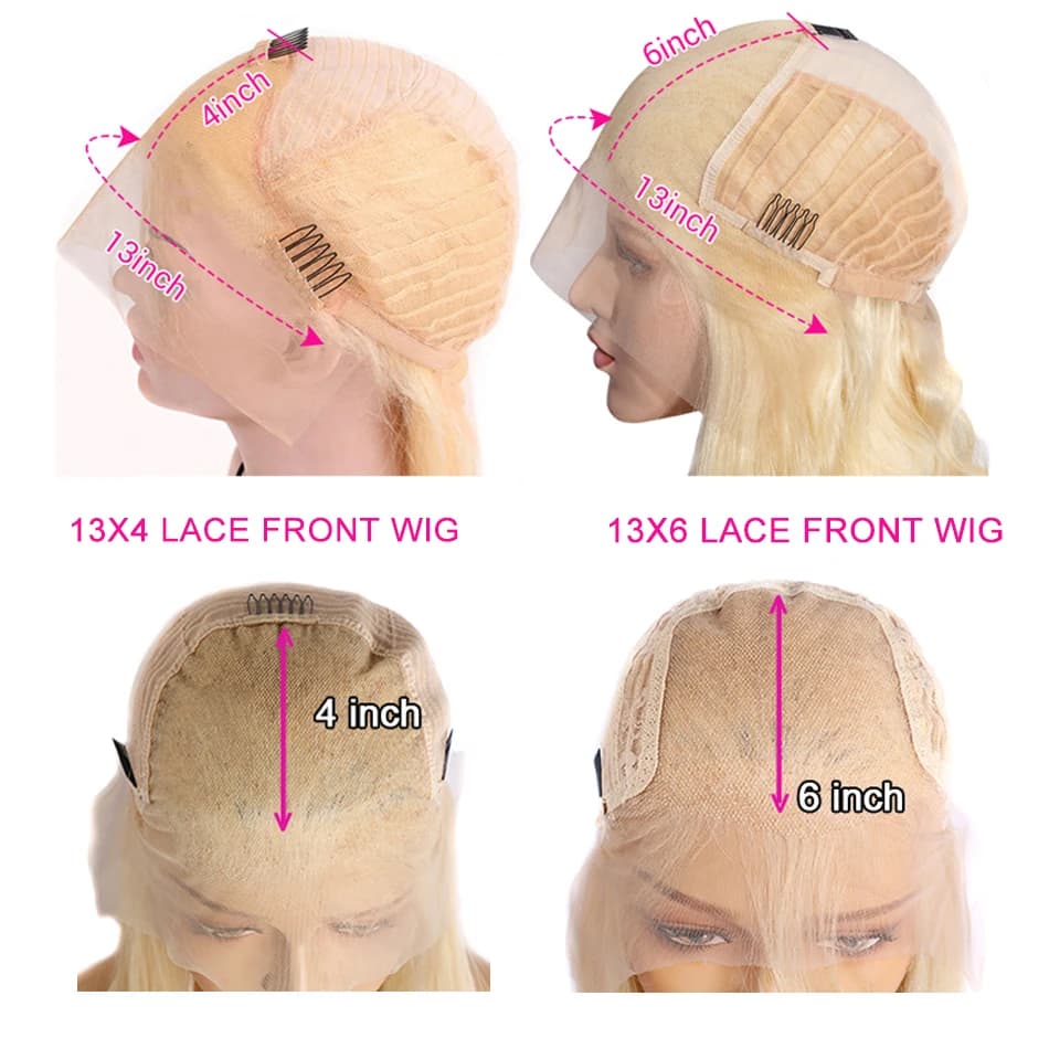 13x6 HD Transparent 613 Blonde dentelle frontale perruques de cheveux humains vague de corps dentell