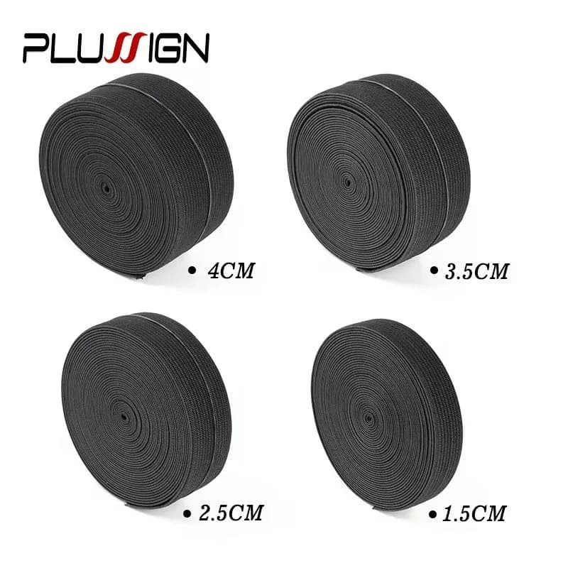 Bande élastique noire pour perruques, 5 mètres de largeur, 1.5-4cm, garniture de ceinture en Spandex
