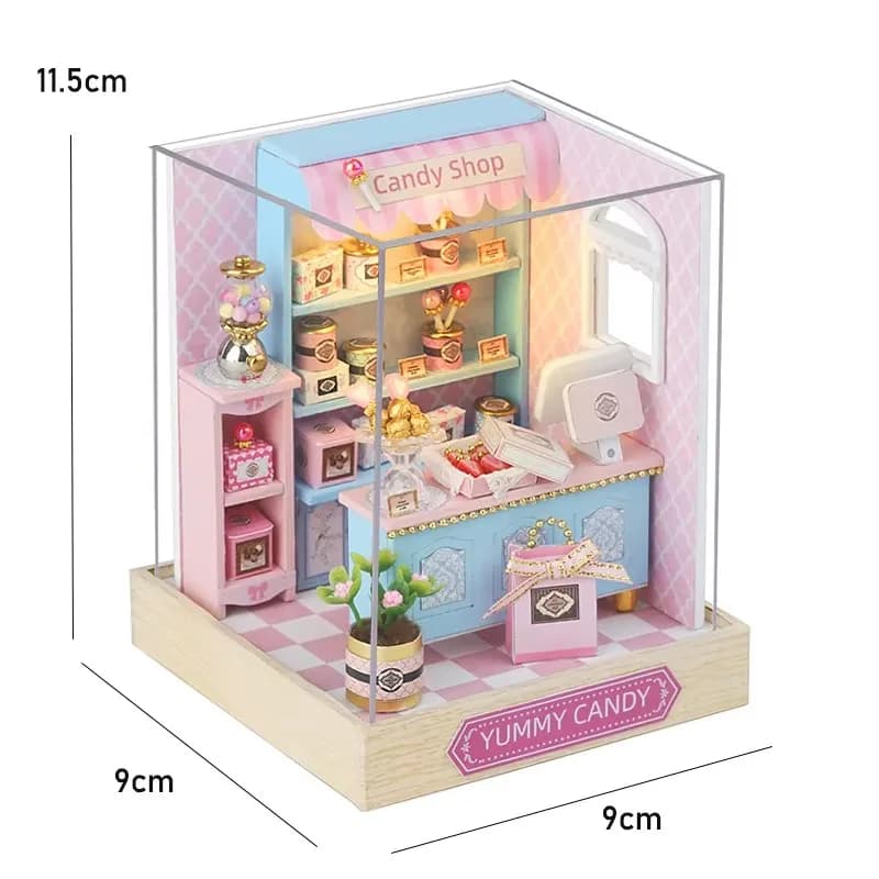 Micro-maison de poupées 3D en forme de boutique de fruits (citron, pomme) – Kit de puzzle DIY fait m