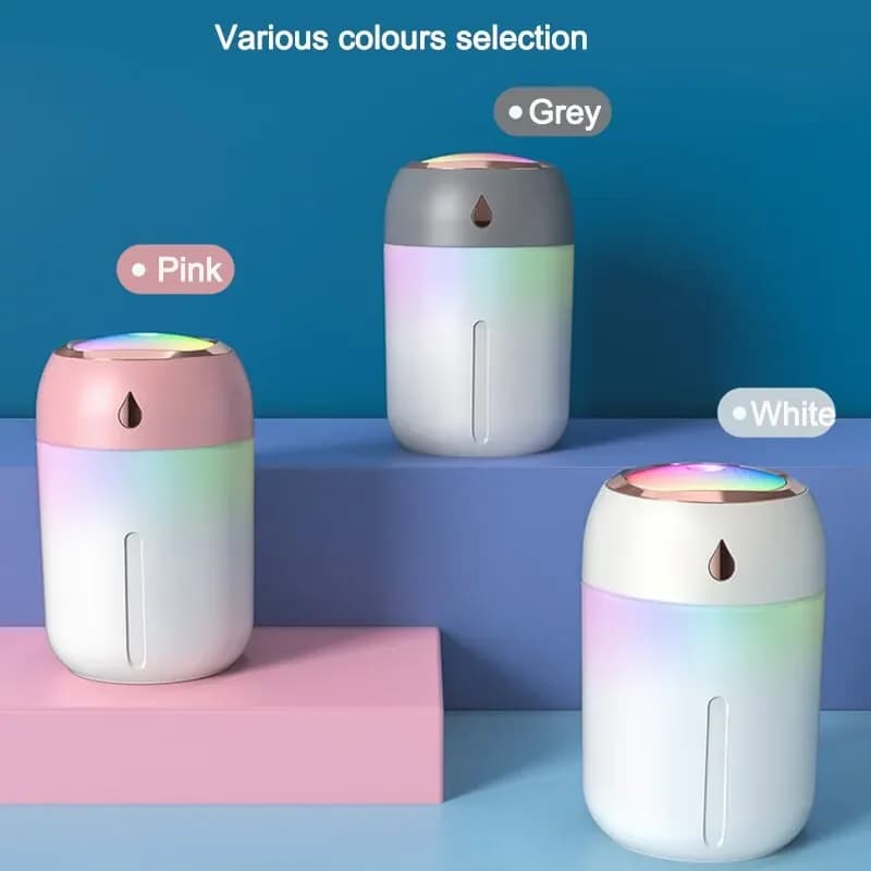 Humidificateur d'air portable 300 ml, mini diffuseur d'arômes USB avec lumière LED froide, brume pou