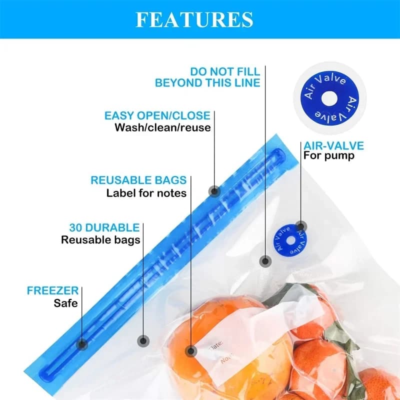 Sacs de scellage sous vide réutilisables, 5/10 pièces, sac de stockage des aliments, sac de scellage