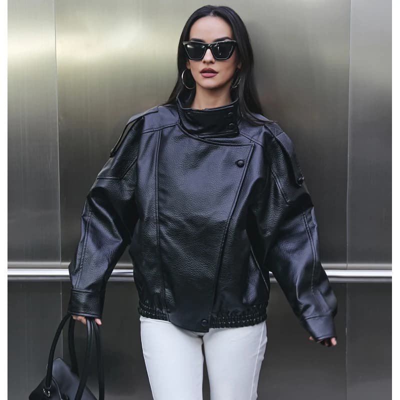 HXAO veste en simili cuir femme manteau court noir Bomber vestes pour femme vêtements de sortie d'hi