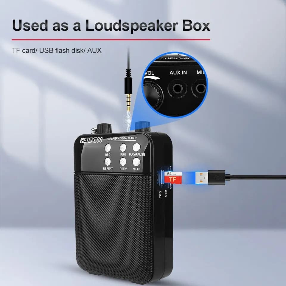 Retekess TR619 mégaphone Portable 3W enregistrement FM amplificateur vocal professeur Microphone hau