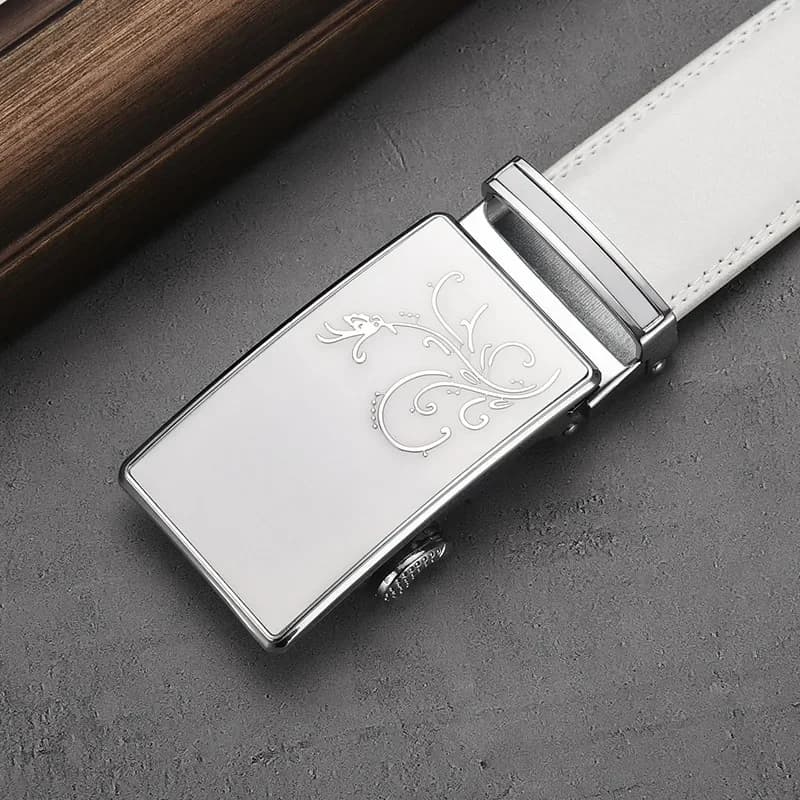 Ceinture en cuir de vachette automatique pour homme, ceinture double face, cuir véritable, chic, déc