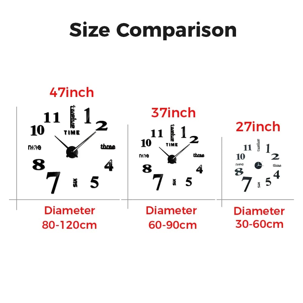 Horloge murale numérique 3D, sans cadre, autocollants muraux miroir acrylique, décoration de maison,