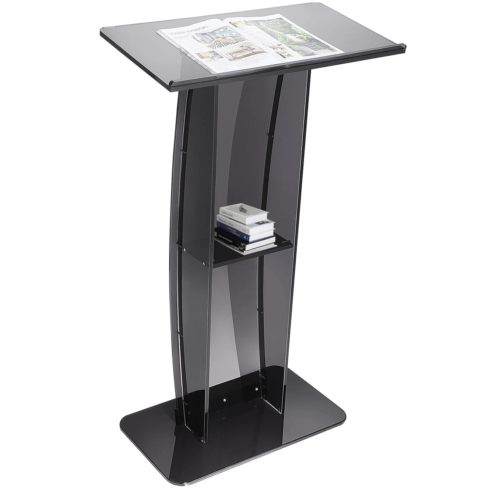 SucceBuy Support de Podium en acrylique de 47 pouces, pupitre transparent sur pied, pupitre de burea