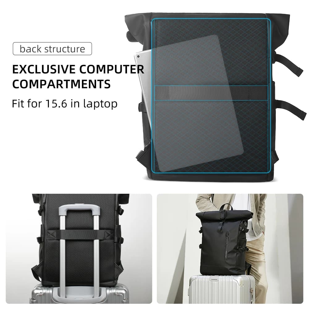 HK sac à dos de voyage extensible hommes grande capacité étanche 15.6 "sac pour ordinateur portable 