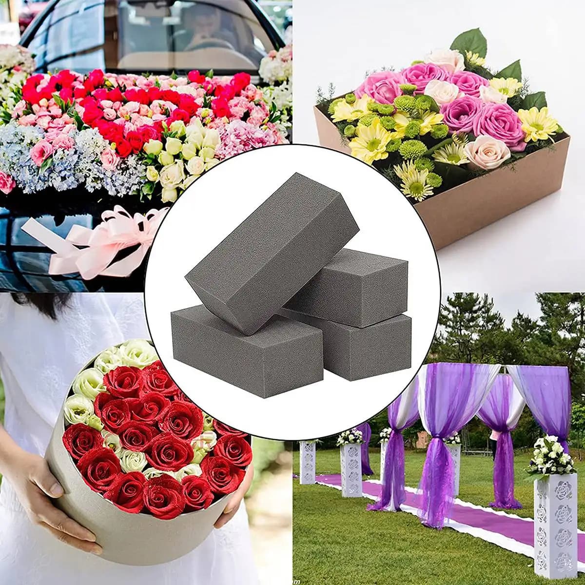 Mousse Florale Sèche pour Fleurs Artificielles, Support Floral, Briques, décennie s de Fleuriste Gri