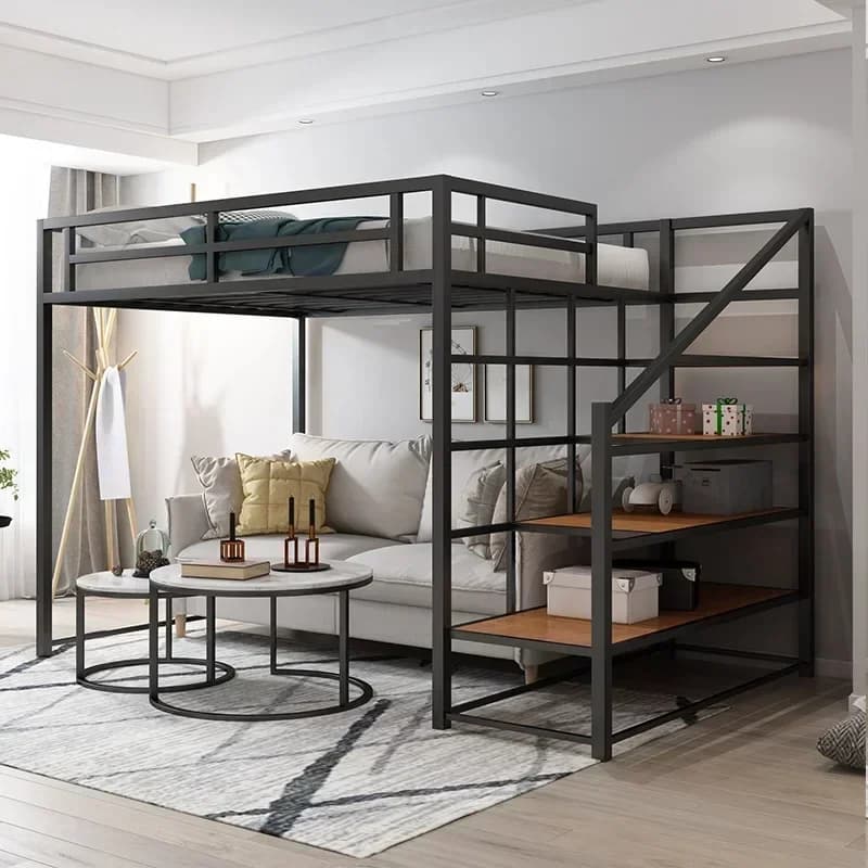 Lits superposés en métal avec escaliers pour adultes, dortoir, lit Queen Size, bonne qualité, loft, 