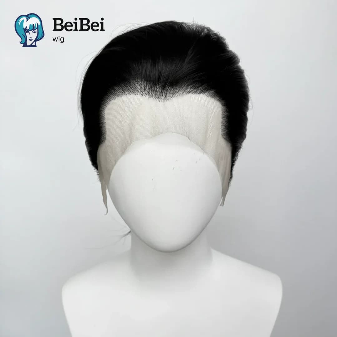 BeiBei – perruque Lace Front Wig synthétique courte noire, 8 pouces, 13x4, Blonde argentée, en Fiber
