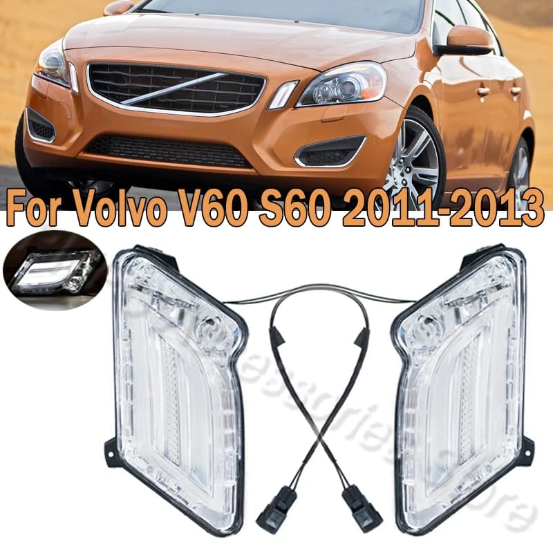 Enquêter de jour DRL pour pare-chocs avant, clignotant, lampe pour Volvo V60, S60, 2011, 2012, 2013,