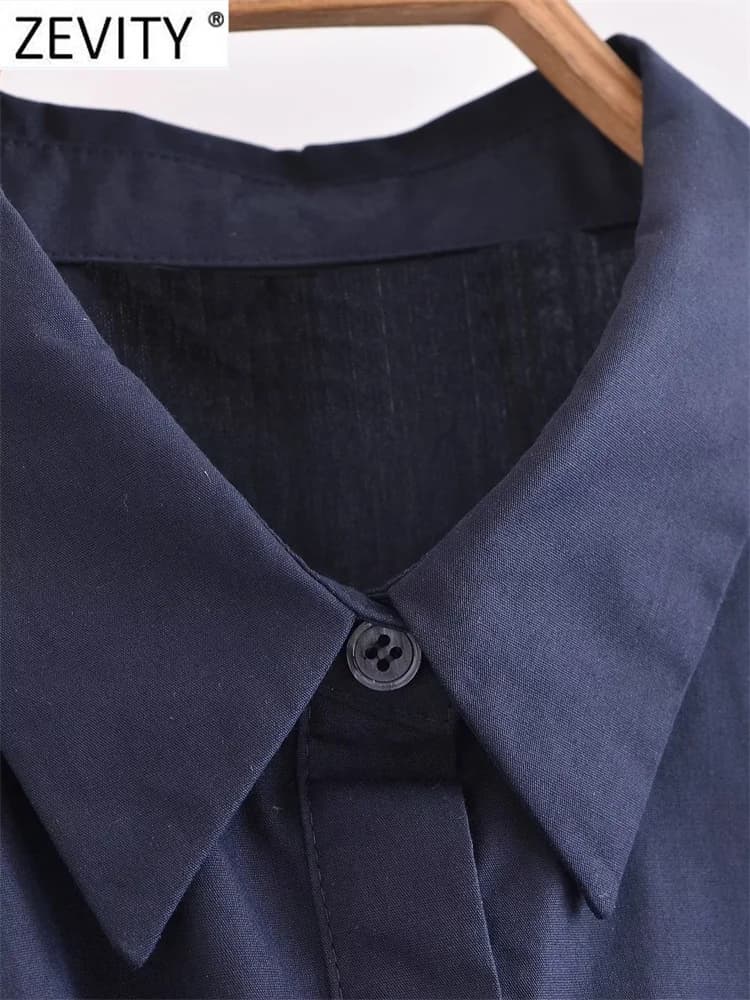 Zevity-Chemisier à Smocks en Popeline pour Femme, Chemise Chic à Manches sulf, Nministériels d Latér