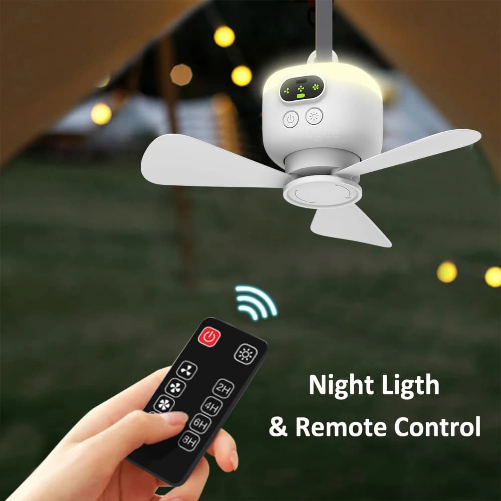 Ventilateur de plafond Portable pour tente de Camping, auvent de plafond, 8000mah, ventilateur sans 