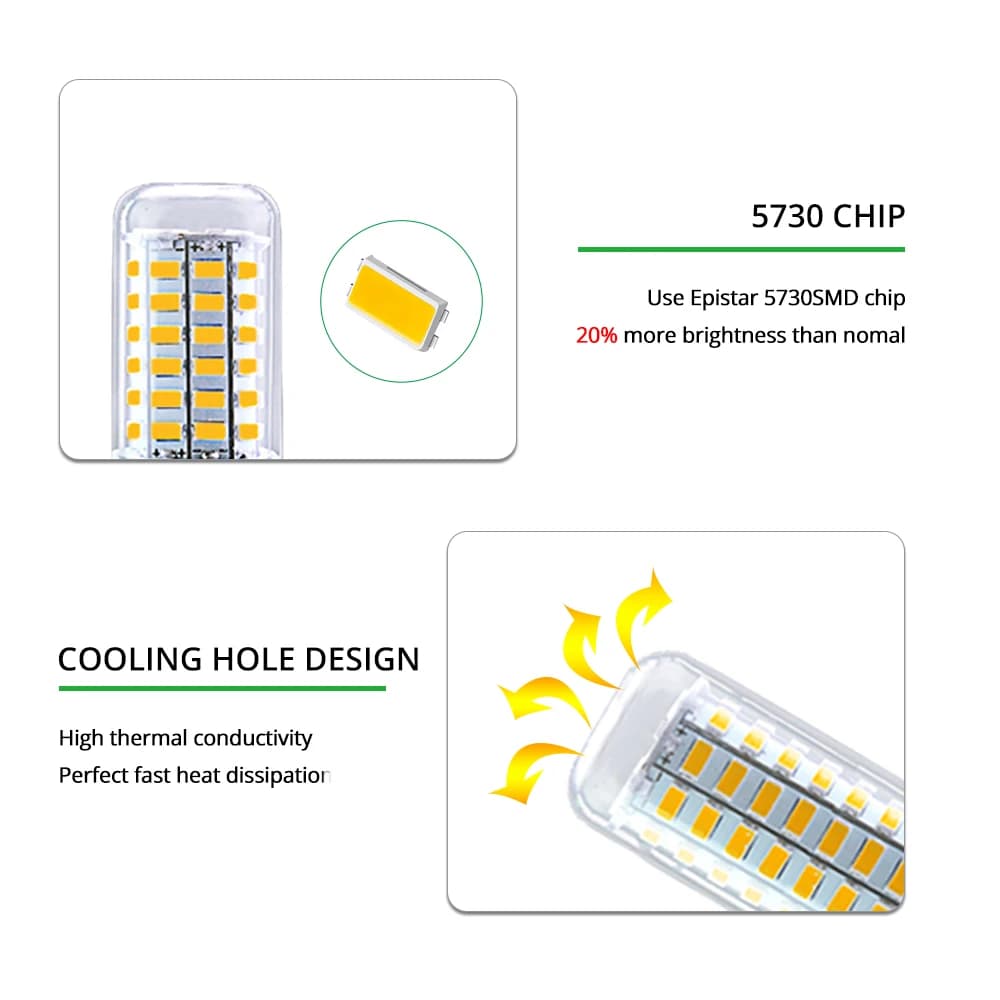 AC 220 V E27 lampe à LED E14 LED SMD 5730 ampoule de maïs 24 36 56 72 LED s lampara lustre pour la m