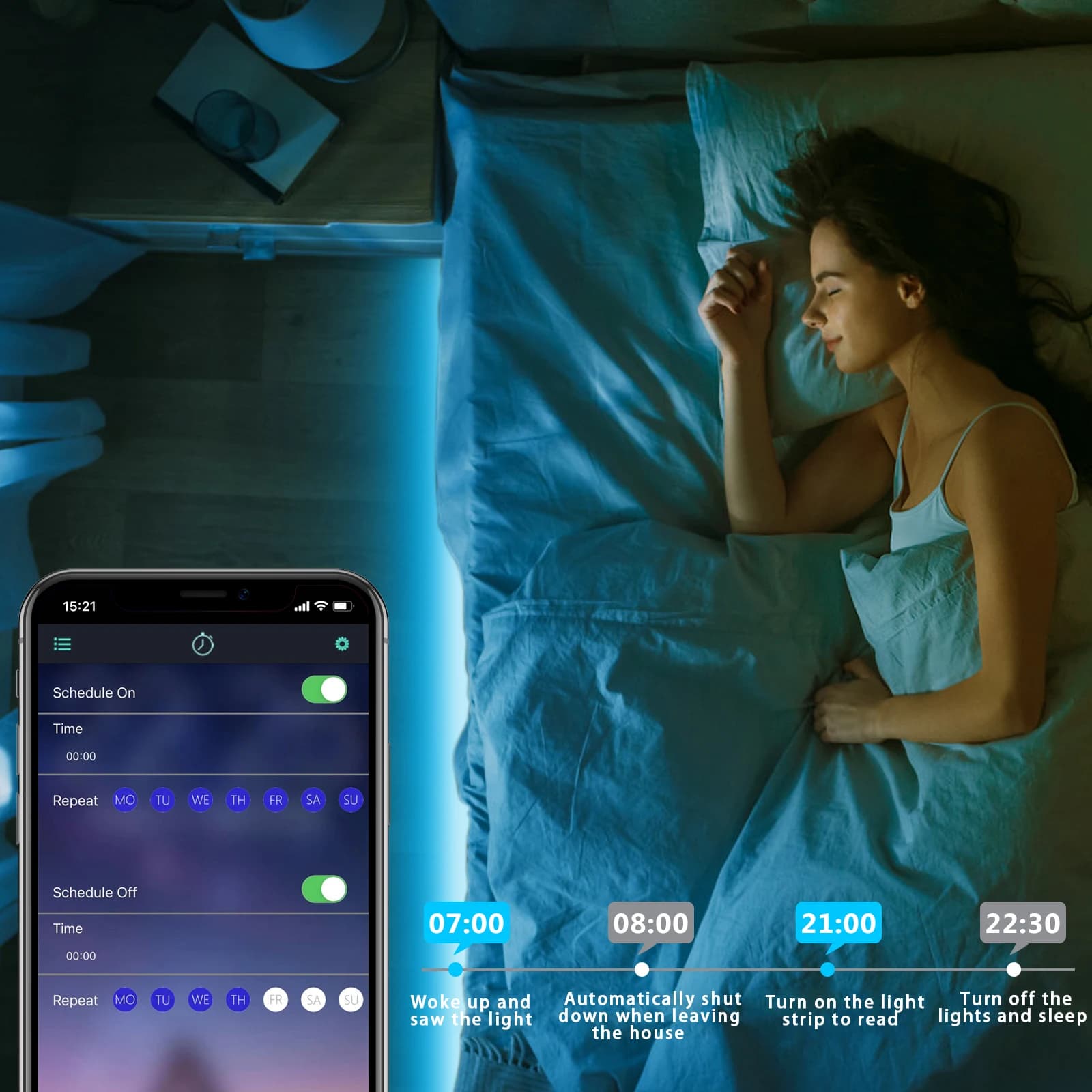 Bande Néon LED RGB USB DC5V, 1/2/3/4/5m, Étanche IP65, Application Bluetooth et Télécommande pour Éc