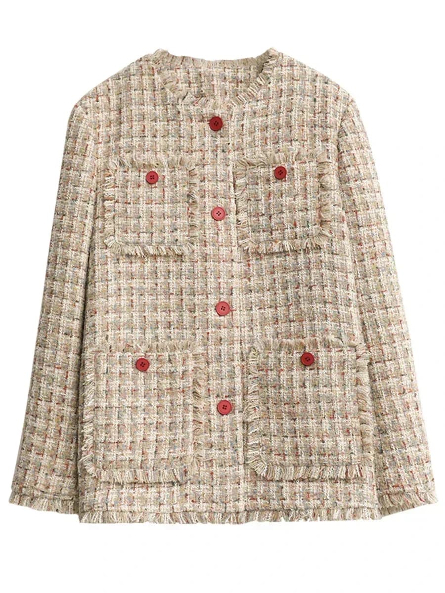 CHIC VEN-Manteau à simple boutonnage pour femme, veste rétro adt, design à bord effiloché, haut fémi